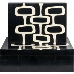 Richmond Interiors Opbergdoos Lux zwart/wit - Set van 2