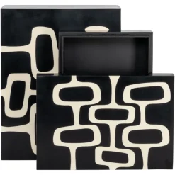 Richmond Interiors Opbergdoos Lux zwart/wit - Set van 2