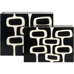 Richmond Interiors Opbergdoos Lux zwart/wit - Set van 2