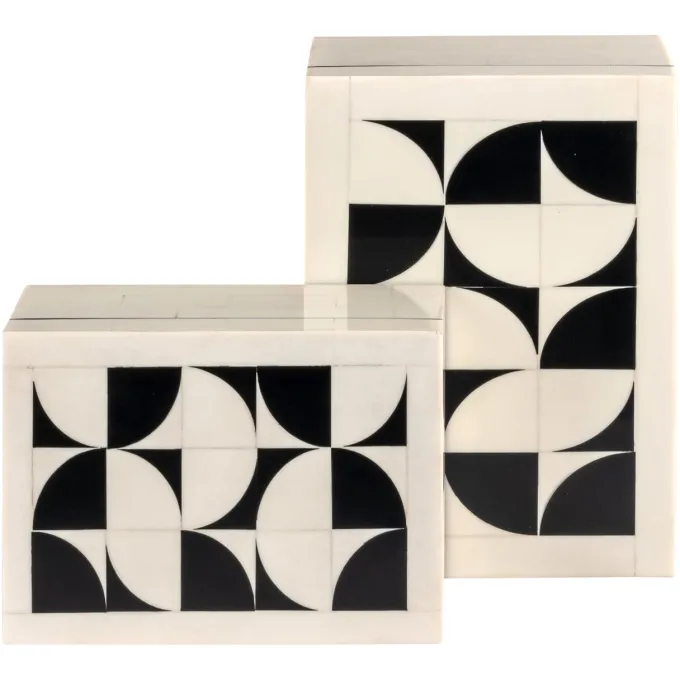 Richmond Interiors Opbergdoos Flake wit - Set van 2