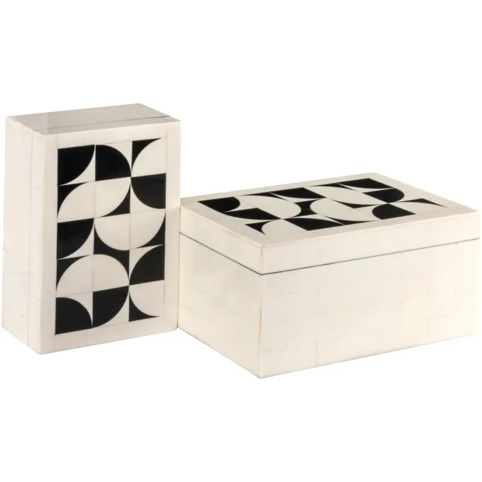 Richmond Interiors Opbergdoos Flake wit - Set van 2
