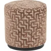 Richmond Interiors Poef & Voetenbank Lexie bruin labyrinth 45Ø
