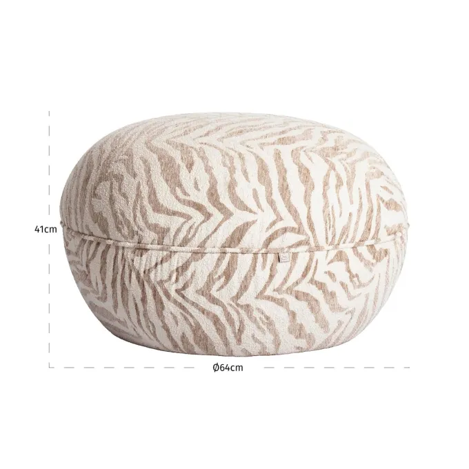 Richmond Interiors Poef & Voetenbank Jace beige tijger Ø 64 cm