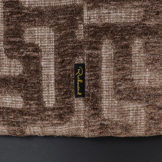 Richmond Interiors Poef & Voetenbank Lexie bruin labyrinth 70Ø