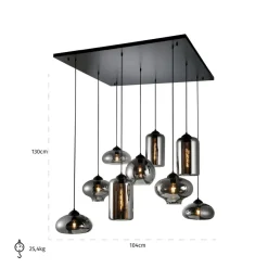 Richmond Interiors Richmond Interiors Hanglamp Axelle Zwart - 9 Lichtpunten