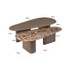 Richmond Interiors Salontafel Castello Smoked charchoal - Set van 2
