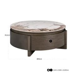 Richmond Interiors Salontafel Langford bruin 90Ø 1 lade