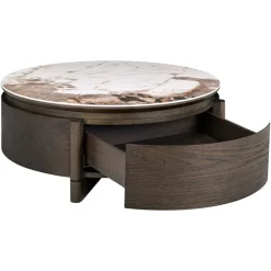Richmond Interiors Salontafel Langford bruin 90Ø 1 lade