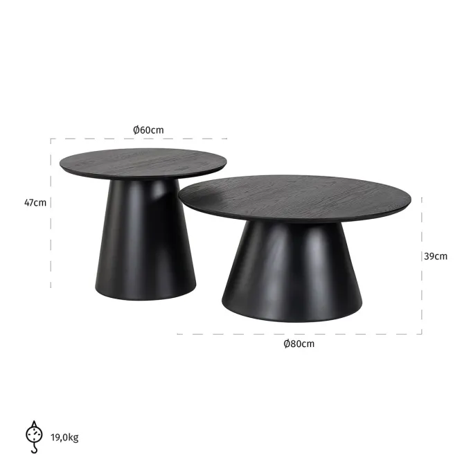 Richmond Interiors Salontafel Jazz set van 2 zwart - Richmond Interiors