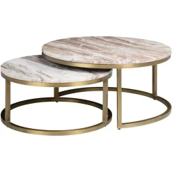 Richmond Interiors Salontafel Bottega Blush beige - Set van 2