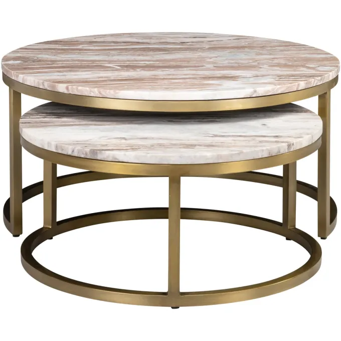 Richmond Interiors Salontafel Bottega Blush beige - Set van 2