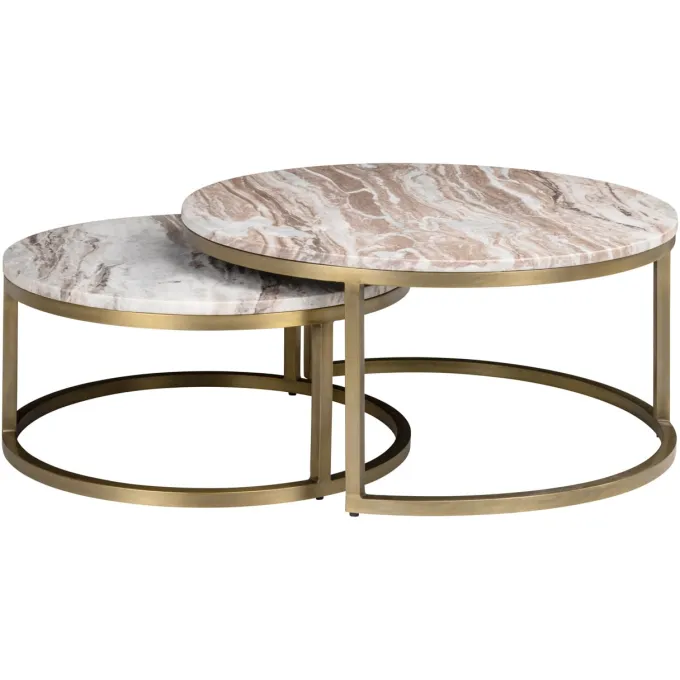 Richmond Interiors Salontafel Bottega Blush beige - Set van 2