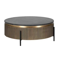 Richmond Interiors Salontafel Ironville 90Ø - Antiek Messing & Zwart Marmer