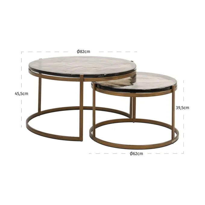 Richmond Interiors Salontafel Cleo goud (Set van 2)