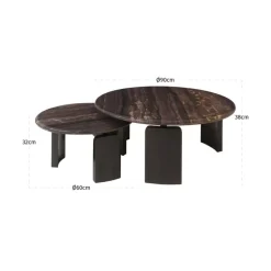 Richmond Interiors Salontafel Menton burgundy - Set van 2