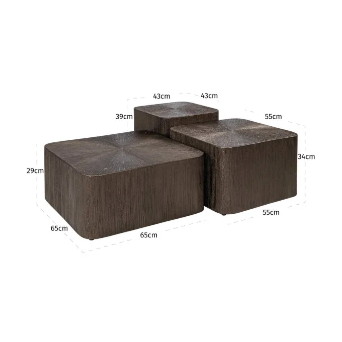 Richmond Interiors Salontafel Cubes Brunzae - Set van 3