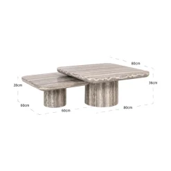 Richmond Interiors Salontafel Denizly grey faux travertine (Set of 2)