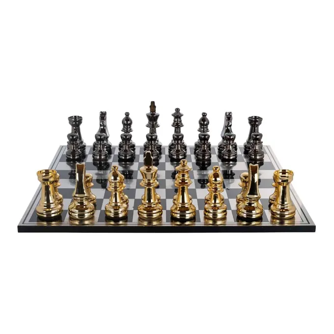 Richmond Interiors Schaakbord Saray Zwart goud