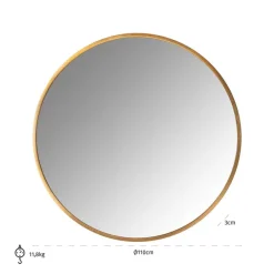 Richmond Interiors Spiegel Maevy goud 110Ø - Luxe Ronde Wandspiegel