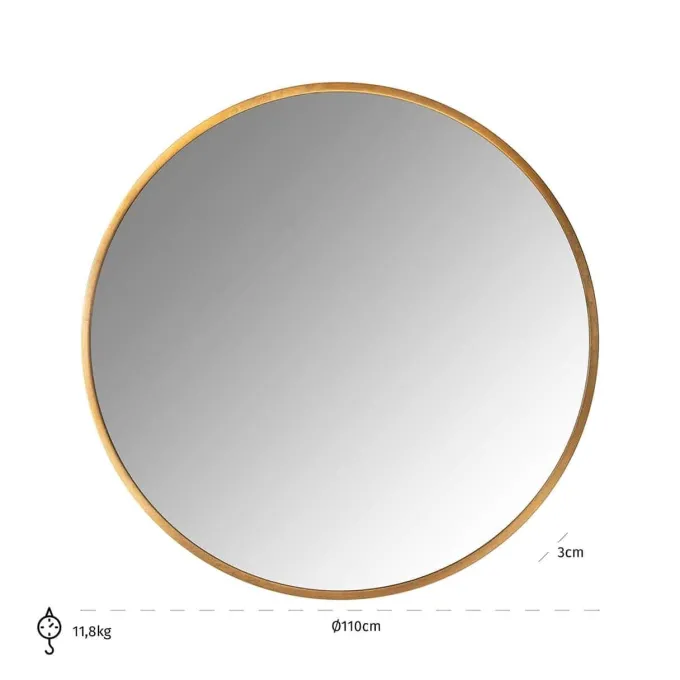 Richmond Interiors Spiegel Maevy goud 110Ø - Luxe Ronde Wandspiegel