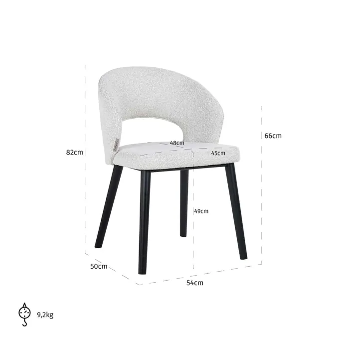 Richmond Interiors Stoel Savoy white bouclé - Showroommodel