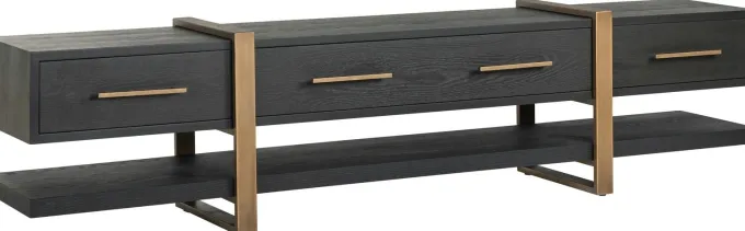 Richmond Interiors TV-dressoir Cambon 3-laden (Dark coffee)