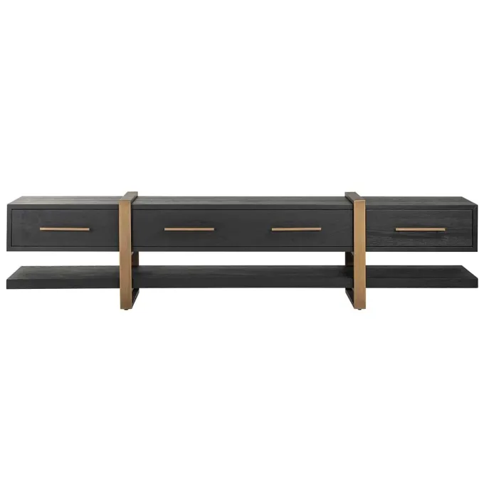 Richmond Interiors TV-dressoir Cambon 3-laden (Dark coffee)