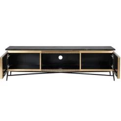 Richmond Interiors TV-Dressoir Ironville 2-deuren in Antiek Messing en Zwart Marmer