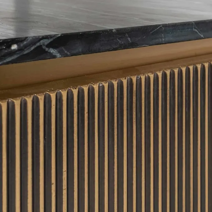 Richmond Interiors TV-Dressoir Ironville 2-deuren in Antiek Messing en Zwart Marmer