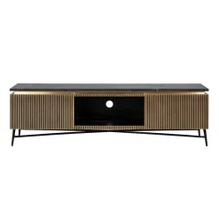 Richmond Interiors TV-Dressoir Ironville 2-deuren in Antiek Messing en Zwart Marmer
