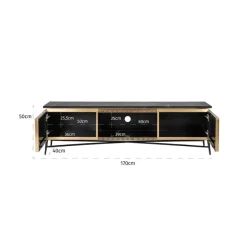 Richmond Interiors TV-Dressoir Ironville 2-deuren in Antiek Messing en Zwart Marmer