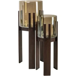Richmond Interiors Windlicht Paige walnoot klein