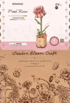 Robotime Houten Bouwpakket Pink Rose