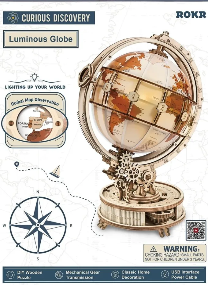 Robotime Houten puzzel Luminous Globe