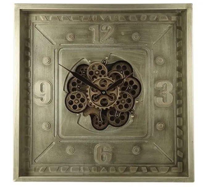 Thomas Kent Industriële Klok Carta Zwart met Draaiende Tandwielen - 60,5 cm