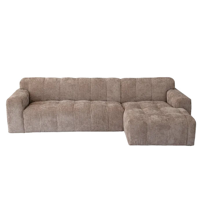 Tower Living Austin 2.5 zits + Chaise Rechts - Haga 39 cappuccino