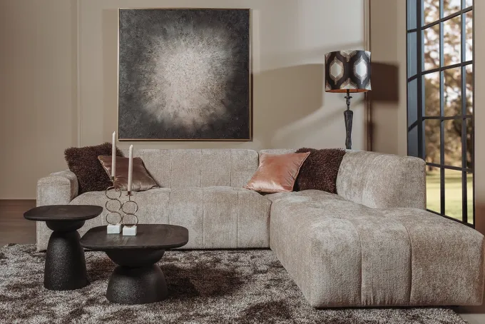 Tower Living Austin 2.5 zits + Ottoman Rechts - Haga 30 beige