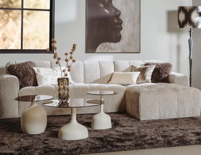 Tower Living Austin 2.5 zits + Ottoman Rechts - Haga 30 beige