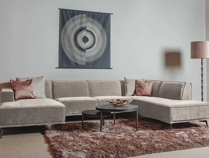 Tower Living Bank Leeds - Chaise longue + 2,5 zits + ottomane Rechts - City 120 Beige