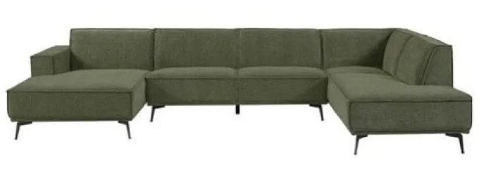 Tower Living Bank Leeds - Chaise longue + 2,5 zits + ottomane Rechts - City 355 Flessengroen