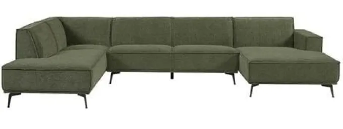 Tower Living Bank Leeds - Ottomane + 2,5-zits + Chaise Longue Rechts - City 355 Flessengroen