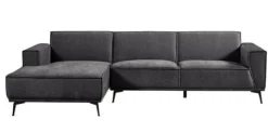 Tower Living Bank Leeds - 2,5 zits + chaise longue Links - City 464 Zwart blauw