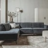 Tower Living Bank Leeds - 2,5 zits + ottomane Links - City 464 Zwart blauw