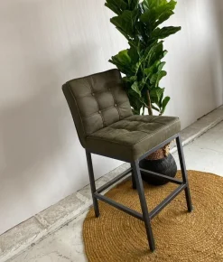 Tower Living Barstoel Vasco - Grijs, bruin en groen