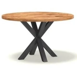 Tower Living Basto ronde eettafel 130 cm - Mangohout & Industrieel design