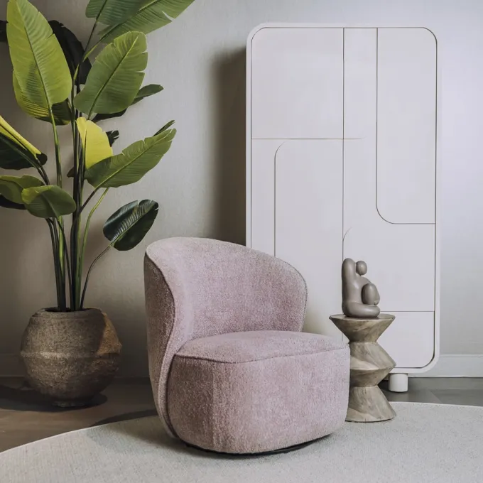 Tower Living Belvi Fauteuil - fabric AJ3019-13 Old pink (draaibaar)