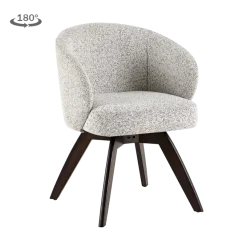 Tower Living Brescia Armstoel - fabric Puente beige wit - Espresso draaibaar