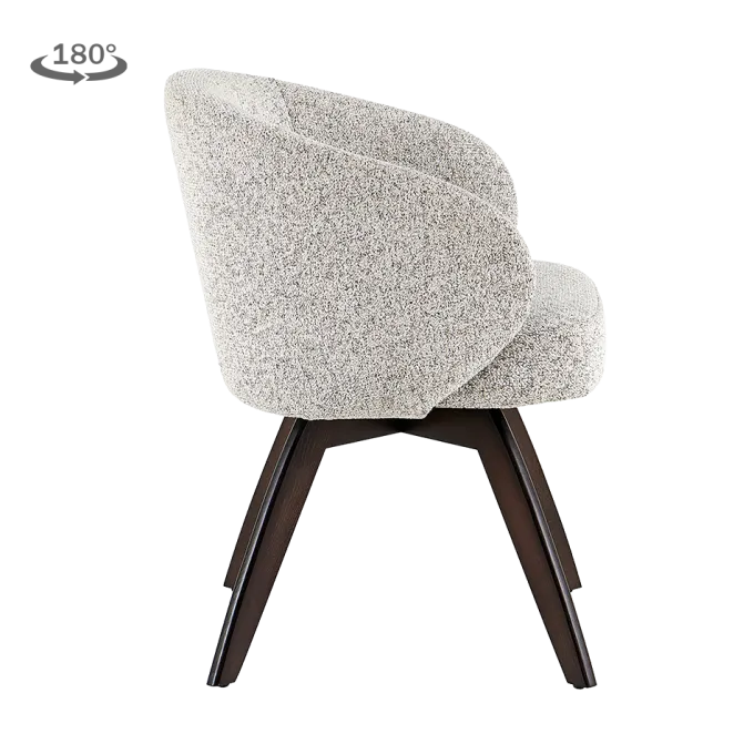 Tower Living Brescia Armstoel - fabric Puente beige wit - Espresso draaibaar