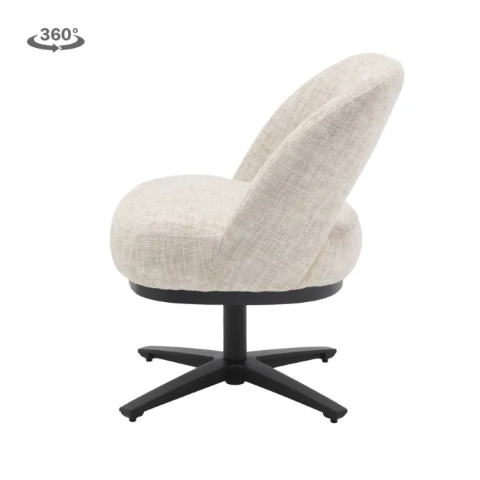 Tower Living Caldes Lounge Stoel - fabric TED 24 off white (draaibaar)