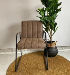 Tower Living Eetkamerstoel Santo met armleuning - cognac, grijs, antraciet en bruin